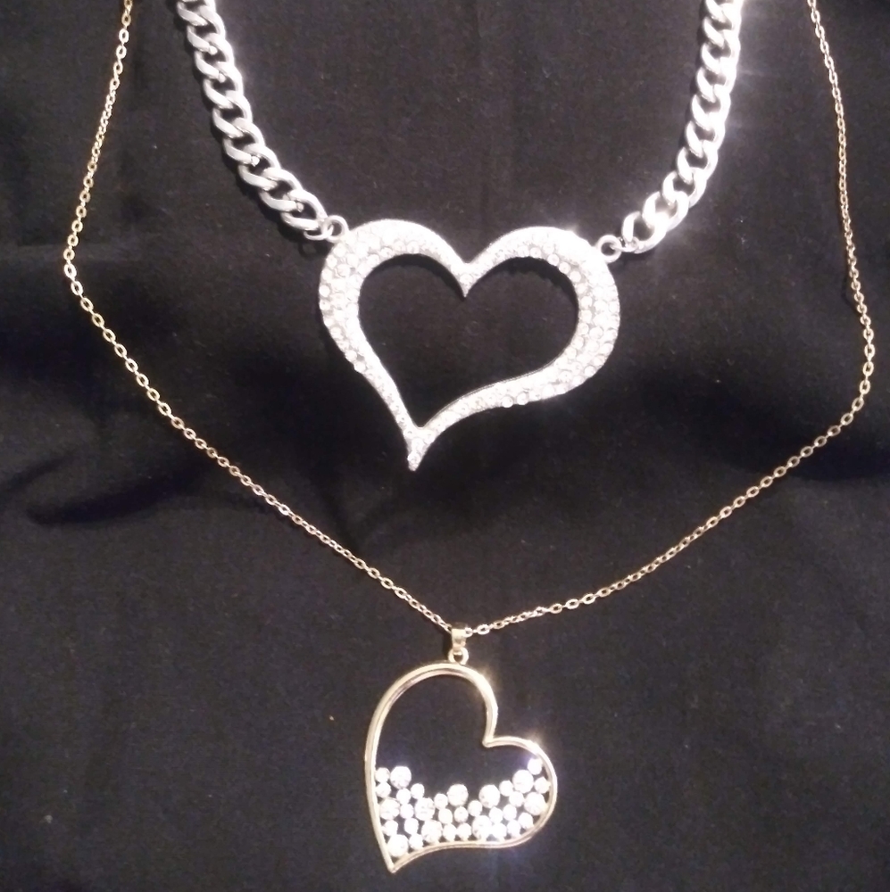 2 heart necklaces